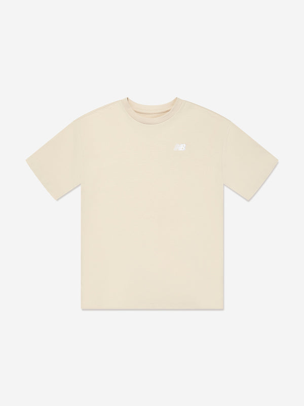 New Balance Boys Jersey Small Logo T-Shirt in Beige