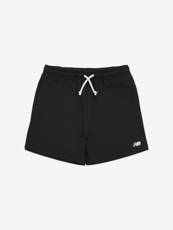 New Balance Boys French Terry Small Logo Shorts in Black