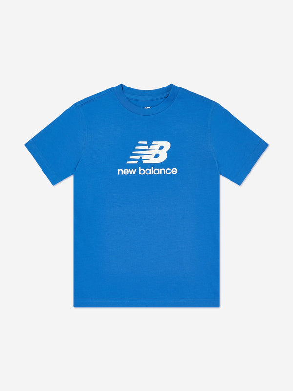 New Balance Boys Jersey Stacked Logo T-Shirt in Blue