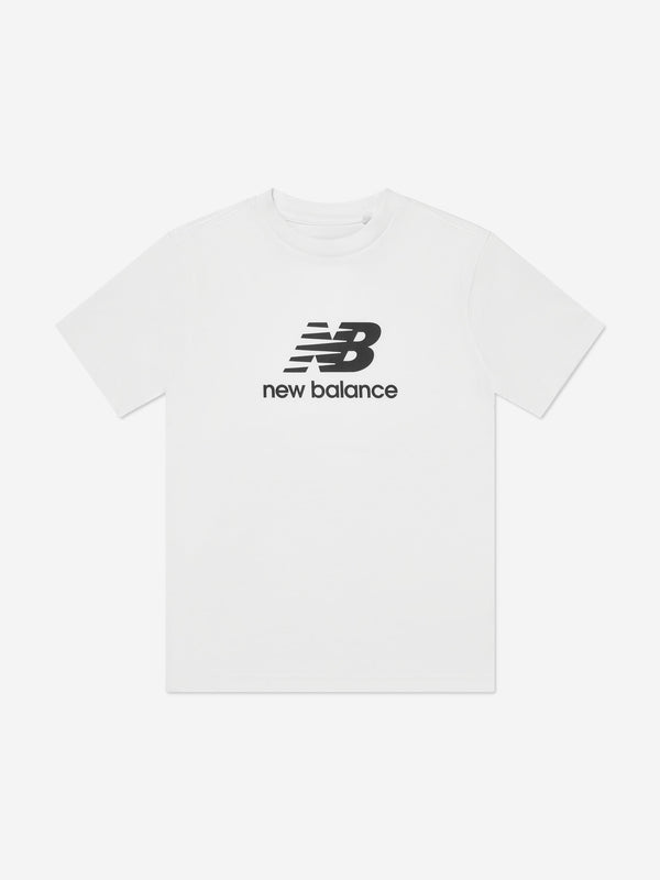 New Balance Boys Jersey Stacked Logo T-Shirt in White