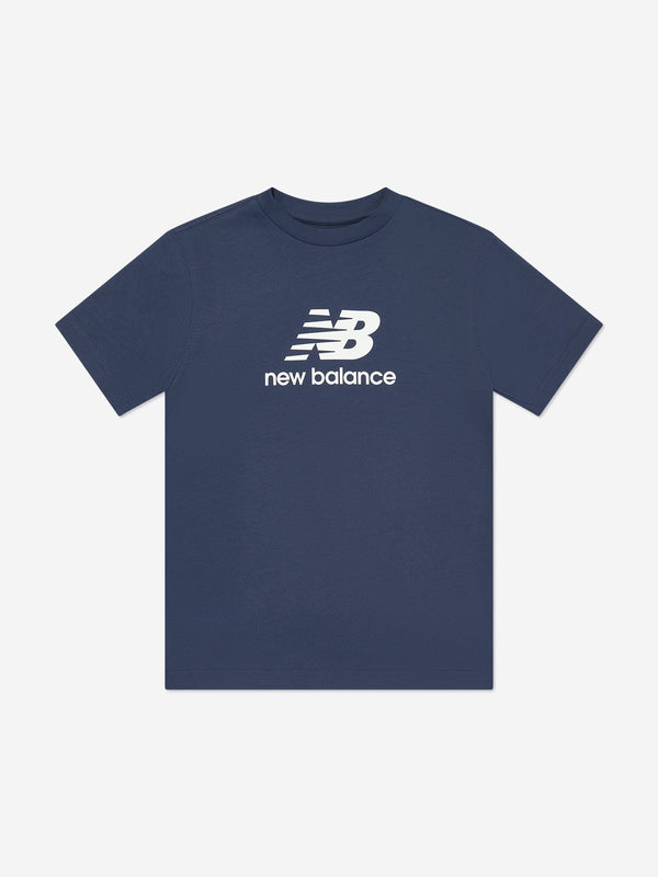 New Balance Boys Jersey Stacked Logo T-Shirt in Navy