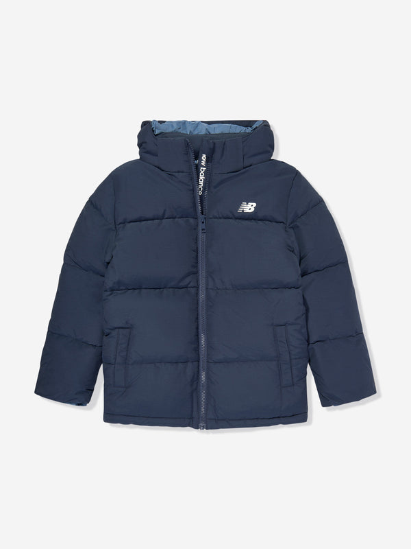 New Balance Boys Logo Puffer Jacket in Navy