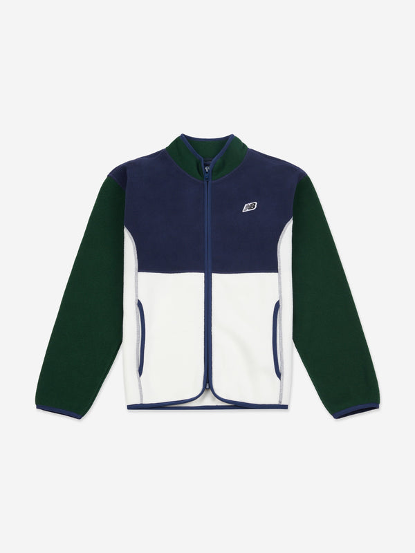 New Balance Boys Premium Polar Fleece Zip Up Top in Navy