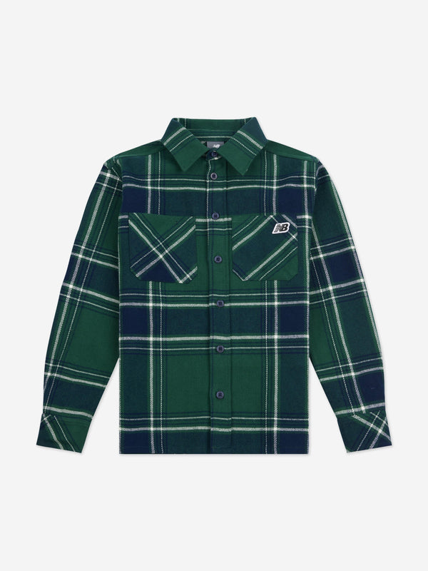 New Balance Boys Premium Checked Shirt in Green