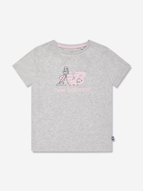 New Balance Girls Dog Walker Graphic T-Shirt in Grey