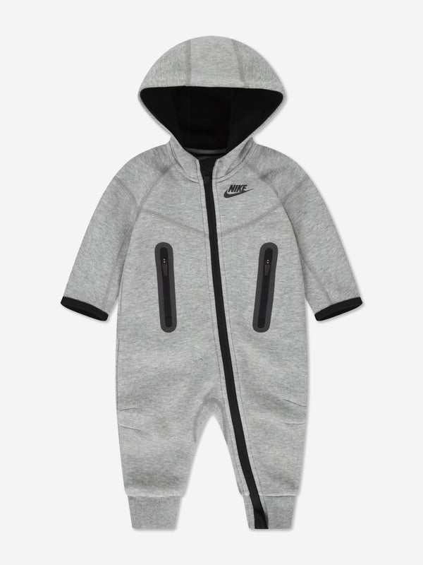 Nike Baby Tech Fleece Hooded Coverall in Grey