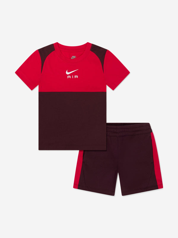 Nike Boys Air Fleece Short Set in Red