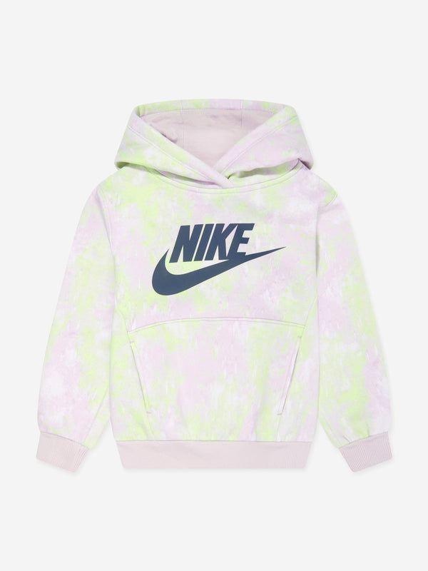 Nike Girls Printed Club Hoodie in Purple