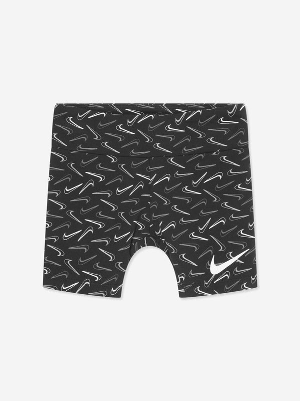 Nike Girls Swoosh Logo Bike Shorts in Black