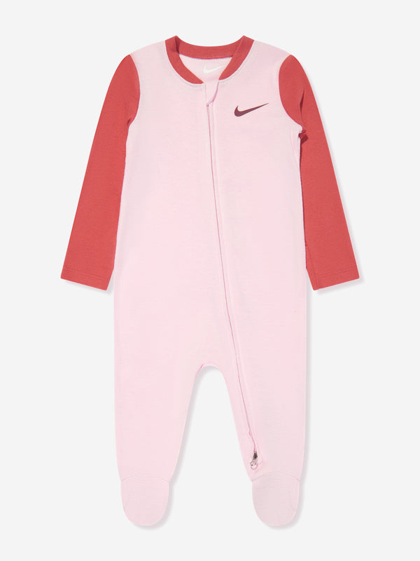 Nike Baby Girls Basic Logo Babygrow in Pink