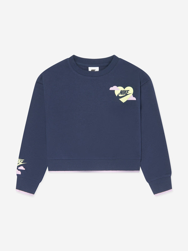 Nike Girls Sweet Swoosh Sweatshirt in Navy