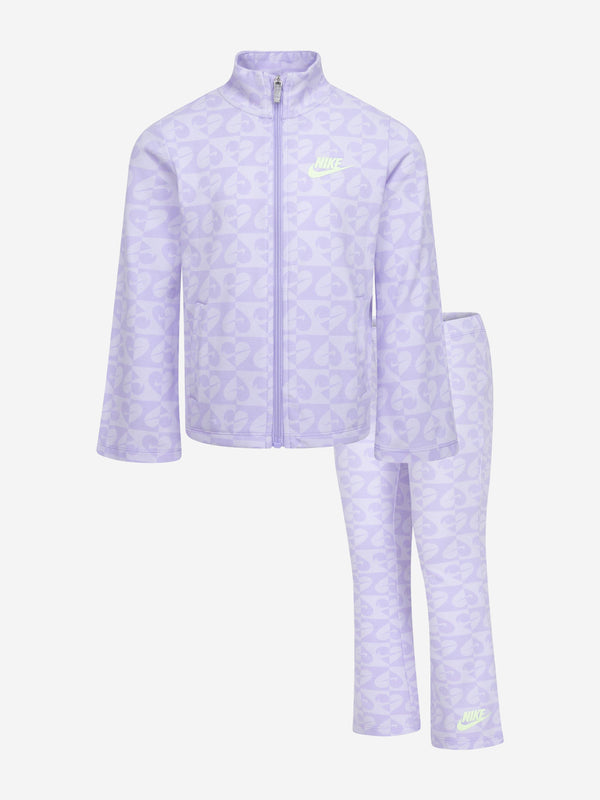 Nike Girls Sweet Swossh Flare Trouser Set in Purple