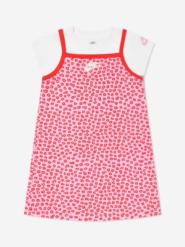 Nike Girls Floral Dress And T-Shirt Set in Pink