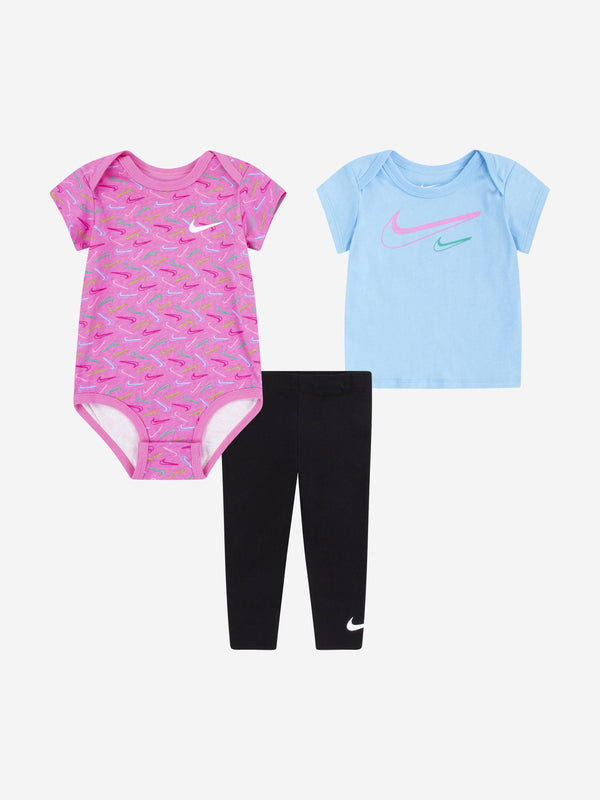 Nike Baby Girls Swoosh Logo 3 Piece Set in Black