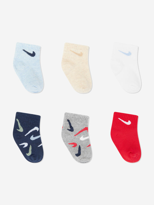 Nike Baby Swooshfetti 6 Pack Ankle Socks Ser in Grey