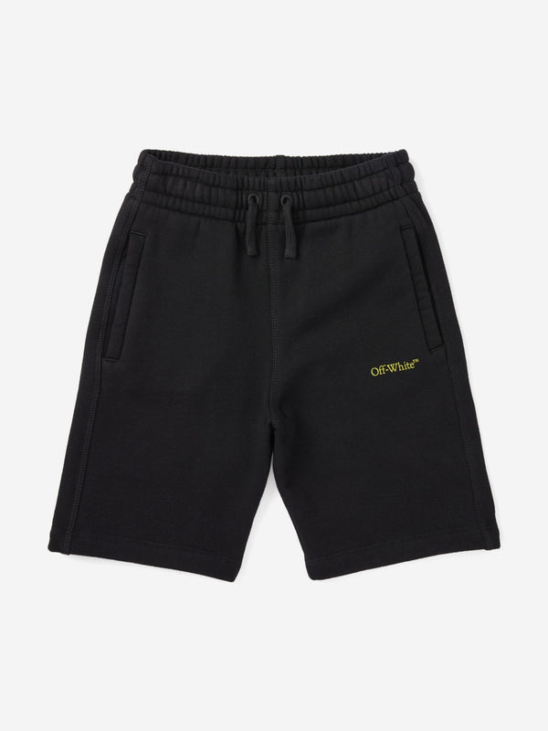 Off-White Boys Bookish Diagonal Shorts in Black