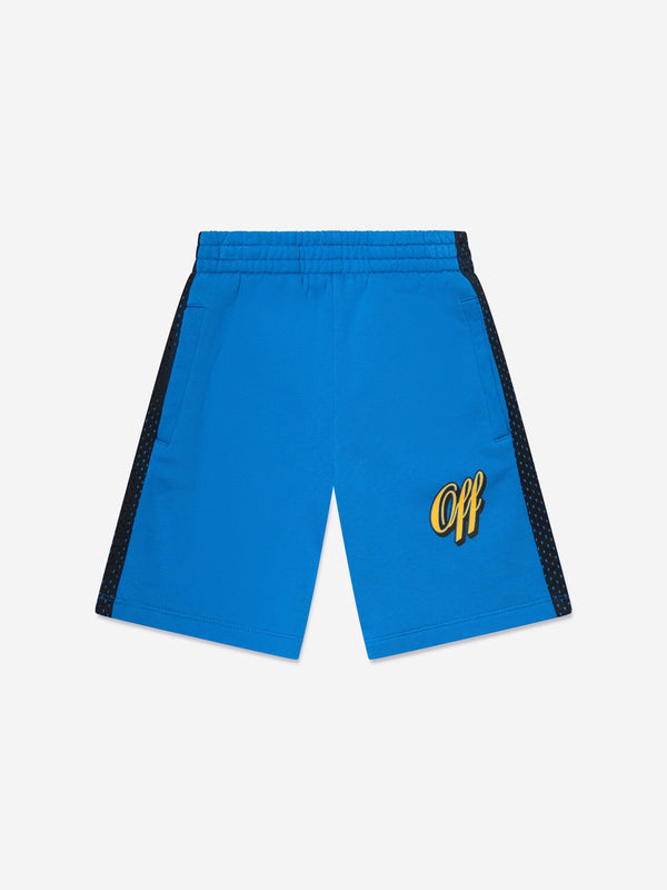 Off-White Boys Baseball Logo Mesh Shorts in Blue