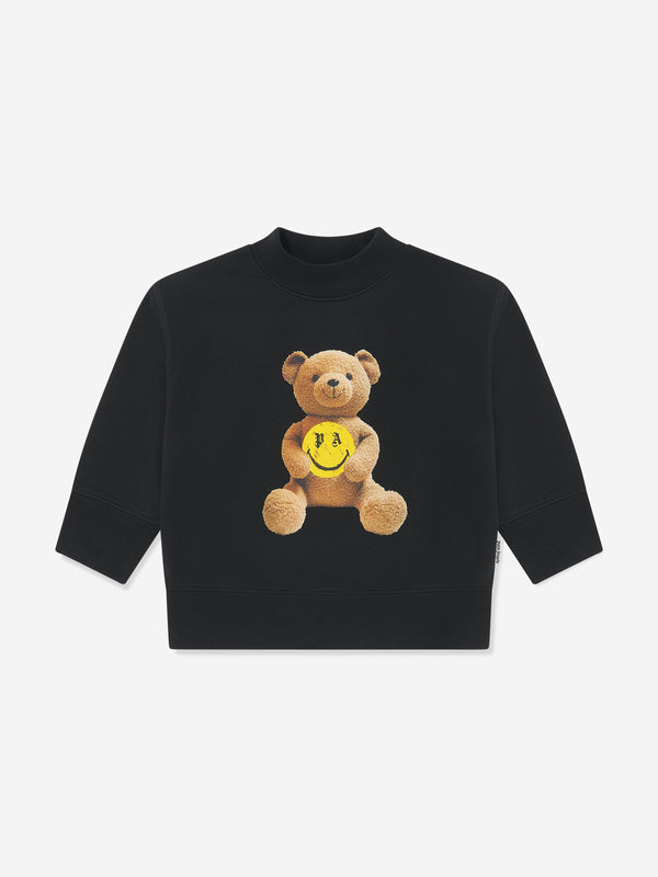 Palm Angels Boys PA Smiley Bear Sweatshirt in Black