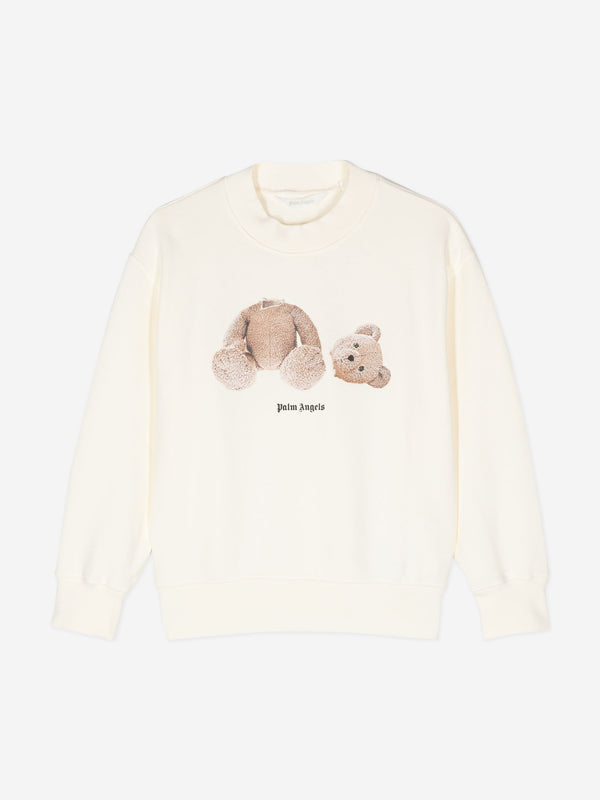 Palm Angels Kids Bear Crewneck Sweatshirt in Ivory