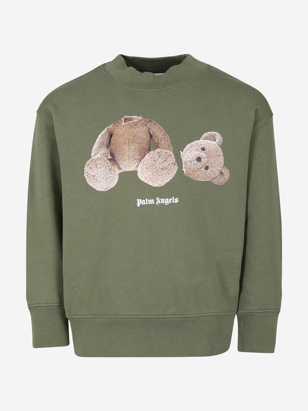 Palm Angels Kids Bear Crewneck Sweatshirt in Green