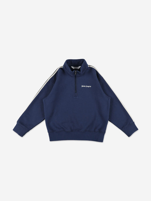 Palm Angels Boys Track HalF Zip Sweatshirt in Blue