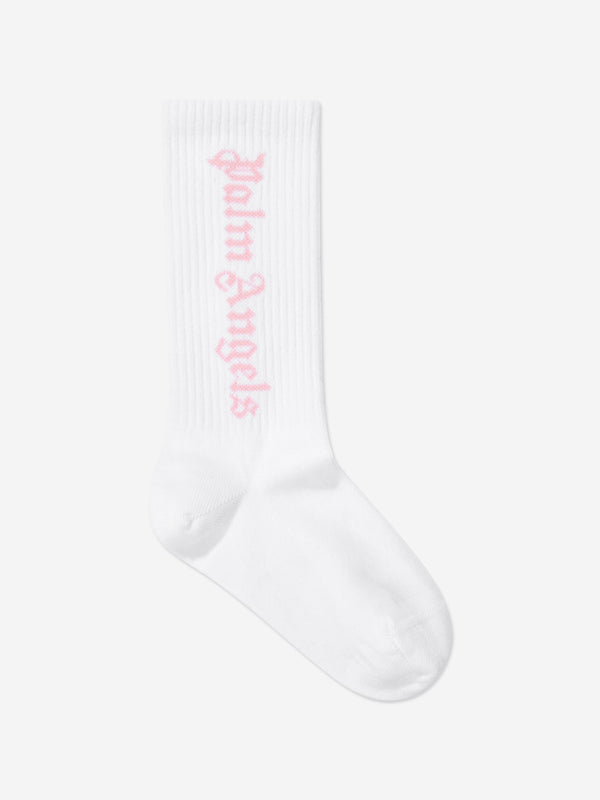 Palm Angels Girls Logo High Socks in White