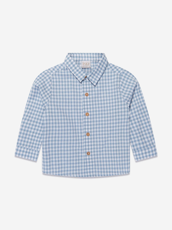 Paz Rodriguez Boys Check Shirt in Blue