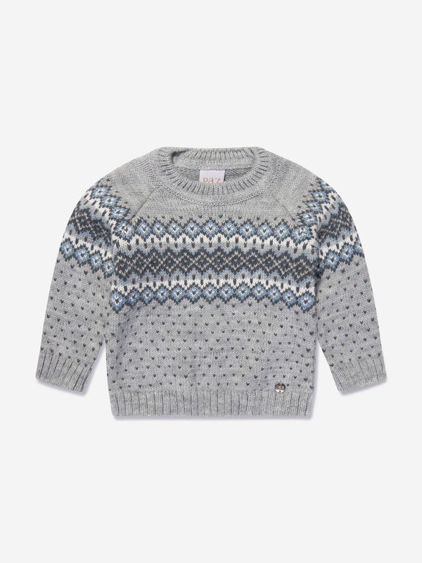 Paz Rodriguez Boys Wool Knitted Jumper in Grey