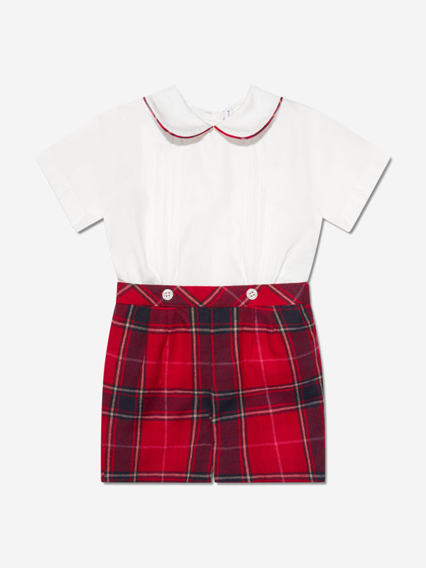 Rachel Riley Baby Boys Tartan Shorts Set in Red