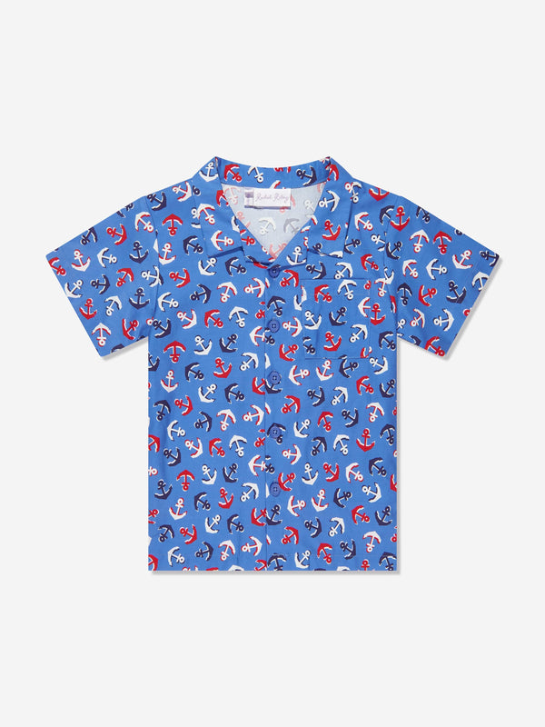 Rachel Riley Boys Anchor Shirt in Blue