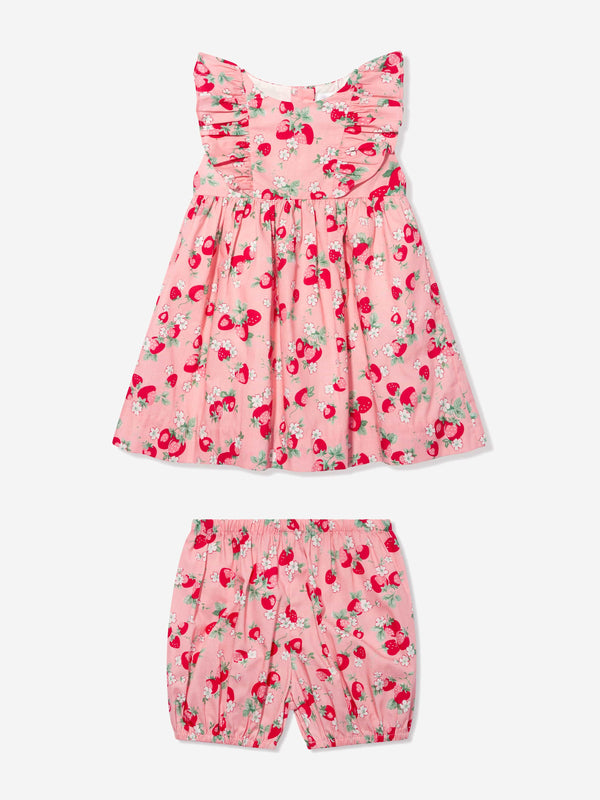 Rachel Riley Baby Girls Strawberry Sundress And Bloomers in Pink