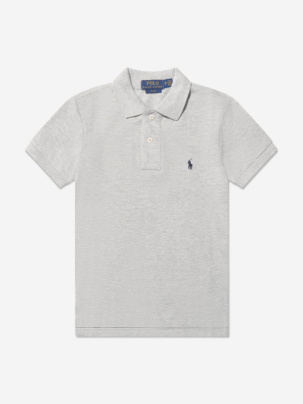 Ralph Lauren Boys Custom Fit Polo Shirt in Grey