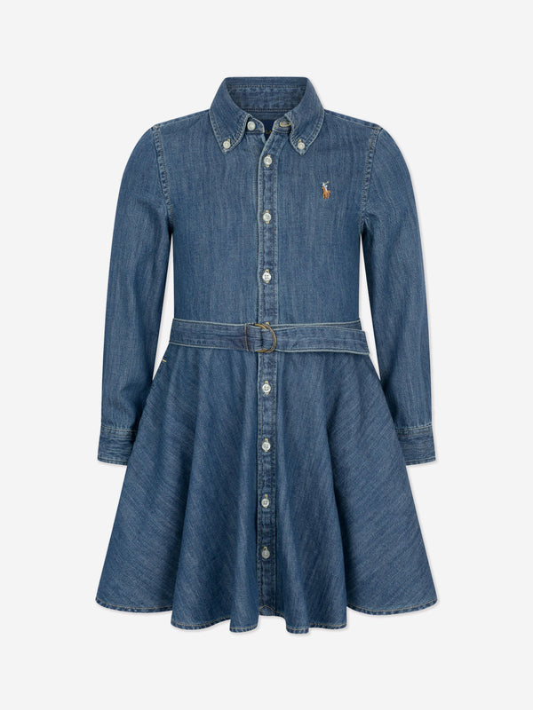 Ralph Lauren Girls Denim Shirt Dress in Blue