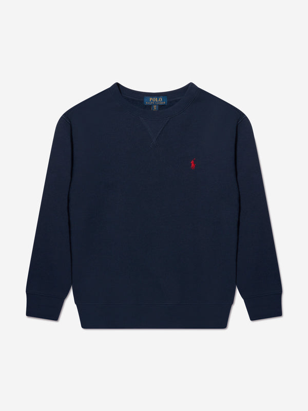 Ralph Lauren Boys Navy Cotton Fleece Sweater