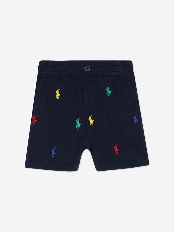 Ralph Lauren Boys Multi Logo Prepster Shorts in Navy