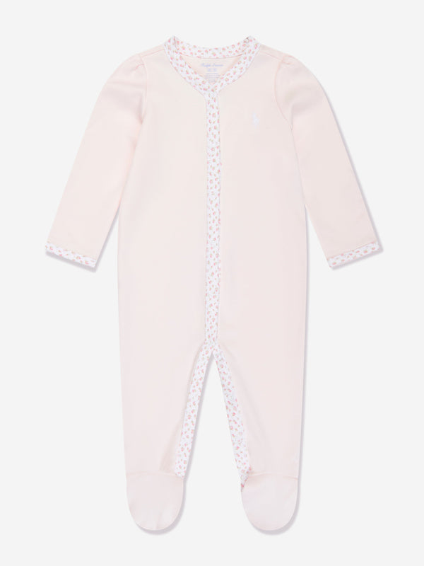 Ralph Lauren Baby Girls Cotton Babygrow in Pink