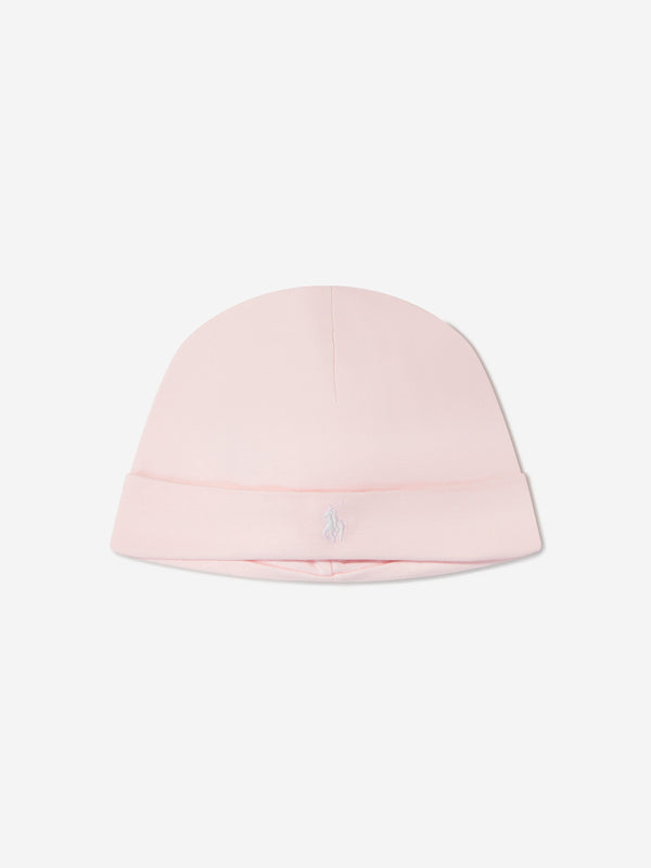 Ralph Lauren Baby Girls Logo Beanie Hat in Pink