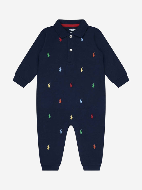 Ralph Lauren Baby Boys Schiffli Babygrow in Navy