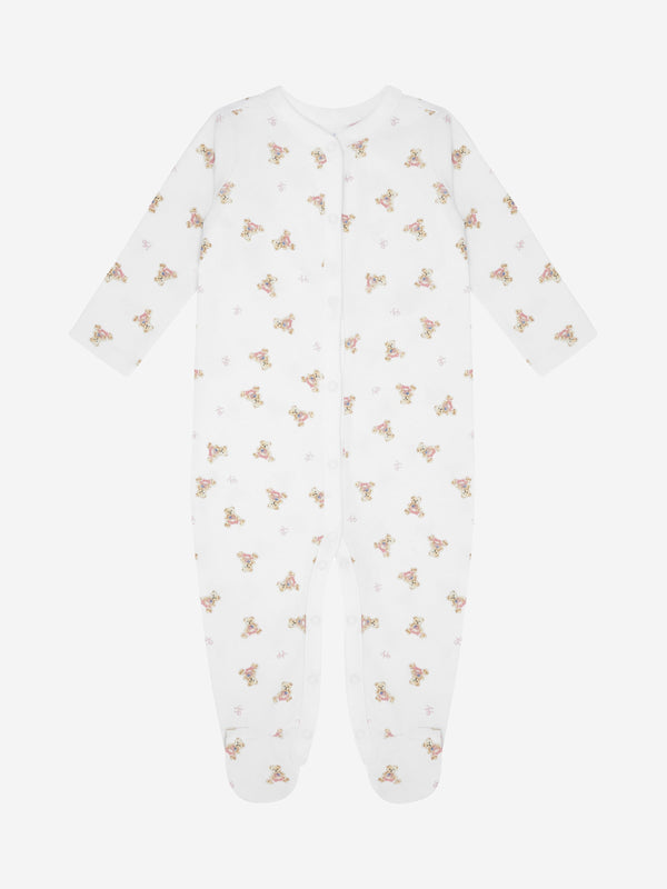 Ralph Lauren Baby Girls Bear Babygrow in White