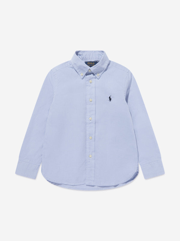 Ralph Lauren Boys Slim Fit Oxford Shirt in Blue