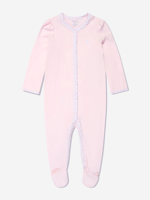 Ralph Lauren Baby Girls Cotton Babygrow in Pink