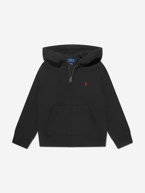 Ralph Lauren Boys Logo Zip Up Hoodie in Black