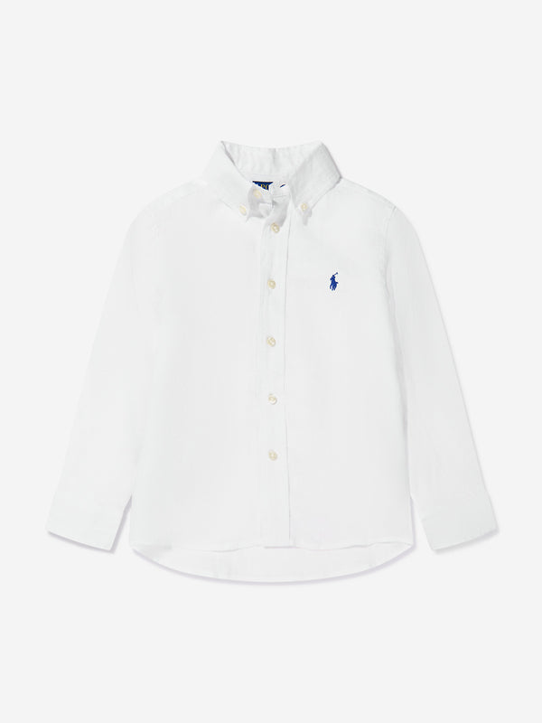 Ralph Lauren Boys Linen Shirt in White