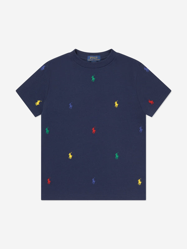 Ralph Lauren Boys Multic Logo T-Shirt in Navy