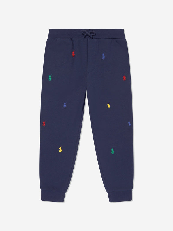 Ralph Lauren Boys Multi Logo Joggers in Navy