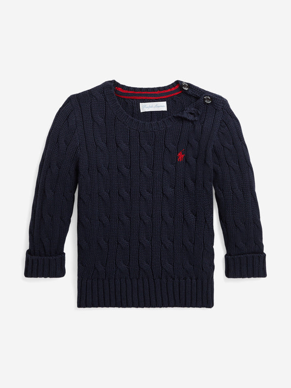 Baby Boys Cable Knit Jumper in Navy