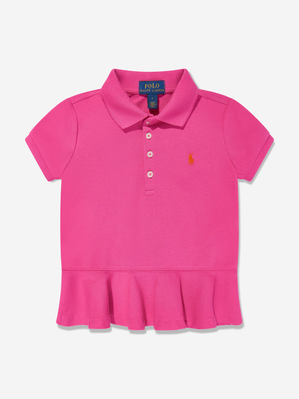 Girls Peplum Polo Shirt in Pink