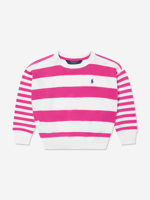 Girls Striped Bubble Sweatshirt in Pink