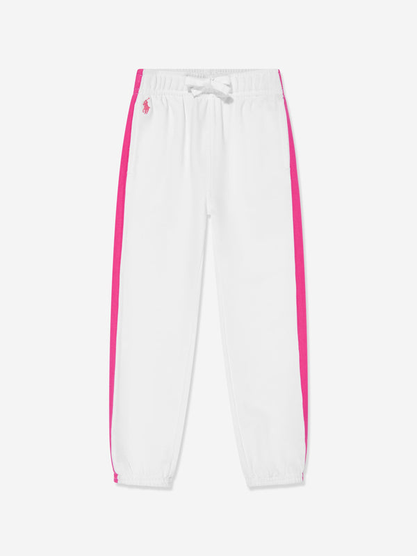 Girls Side Stripe Joggers in White