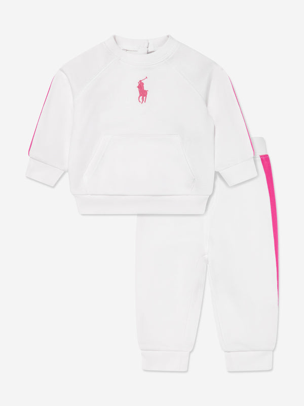 Baby Girls Big Pony Tracksuit in White